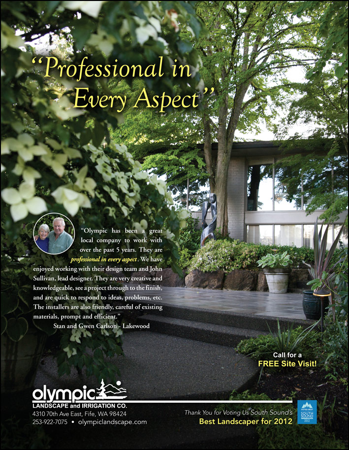Landscape design testimonial by Stan and Gwen Carlson from Lakewood, WA as featured in South Sound Magazine.