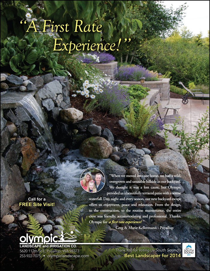 Landscape design testimonial by Greg and Marie Kellermann from Puyallup, WA as featured in South Sound Magazine.