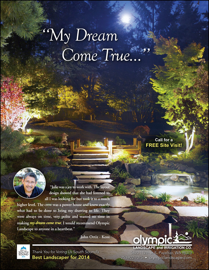 Kent landscape design testimonial from a customer - as seen in South Sound Magazine.