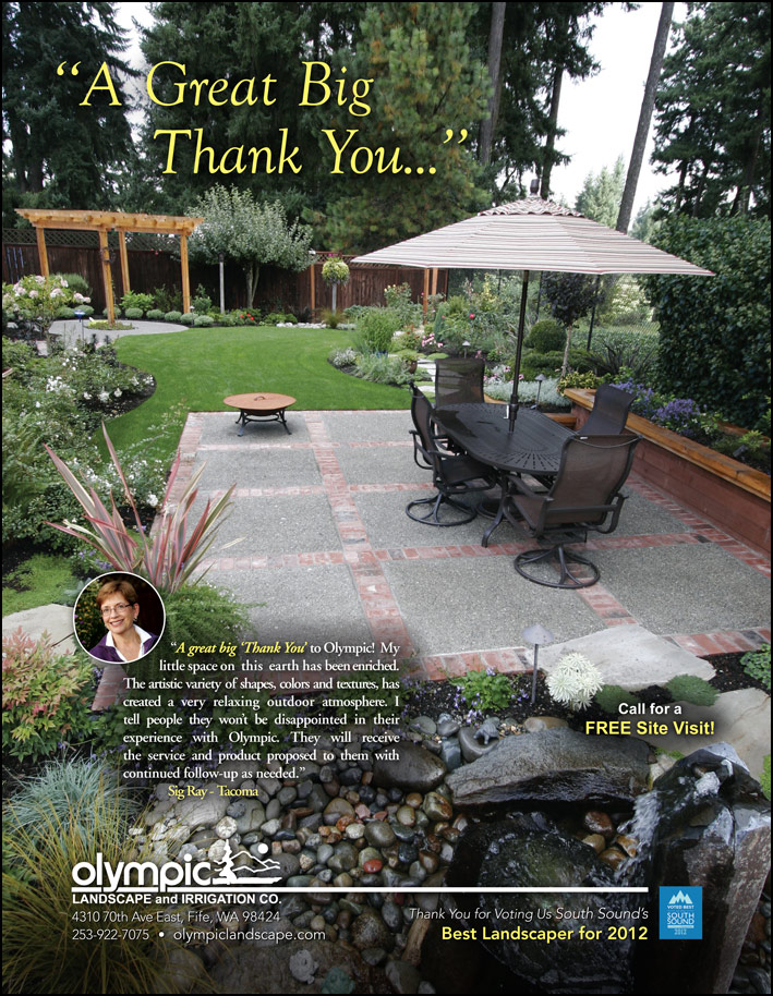 Landscape design testimonial by Sig Ray from Tacoma, WA as featured in South Sound Magazine.